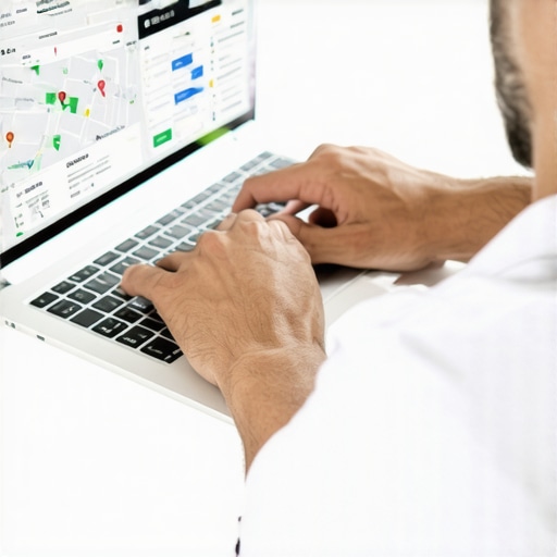 Business owner reviewing Google Maps performance data on a laptop