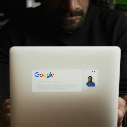 Business owner updating Google Business Profile on laptop.