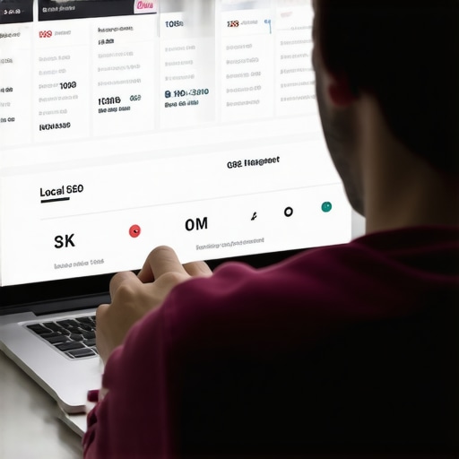 Person working on local SEO tools for Google Business Profile maintenance.