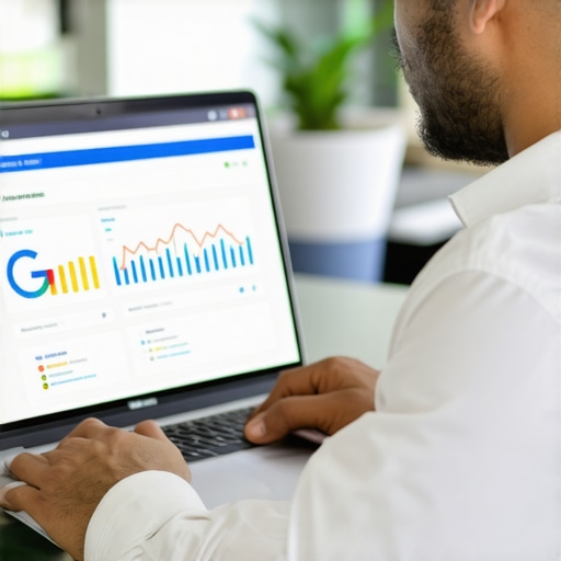 Person analyzing Google Business Profile insights on laptop