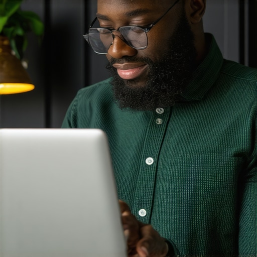Business owner updating Google Business Profile on a laptop