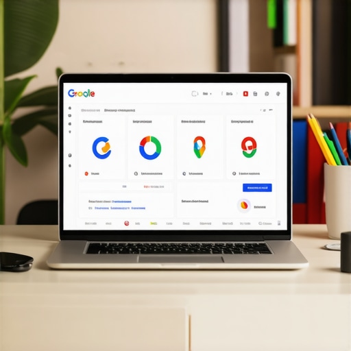Workspace with digital marketing tools for GBP management.