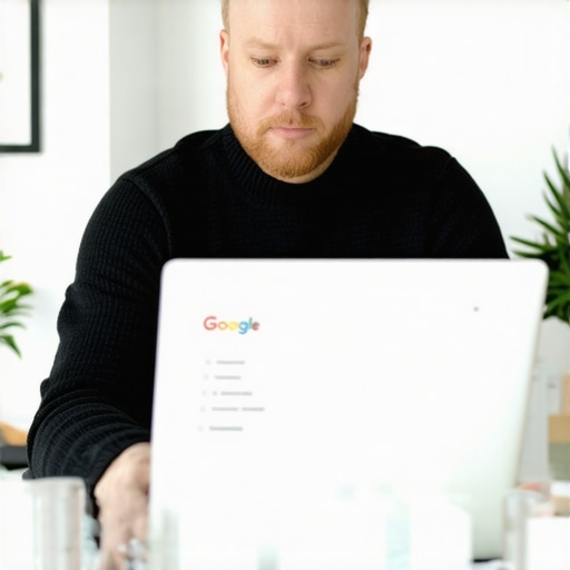 Business owner optimizing GBP dashboard on laptop