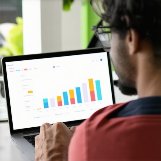 Person reviewing analytics data on a laptop for local business profile performance.