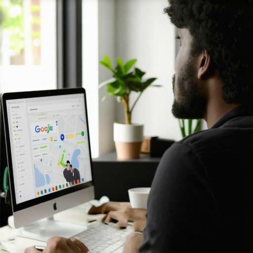 Business owner editing their Google Maps profile on a laptop
