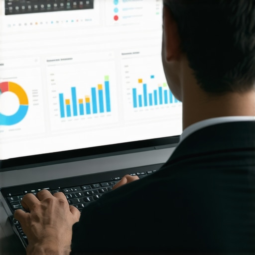 A person analyzing digital marketing and SEO tools on a laptop to maintain local business profile.