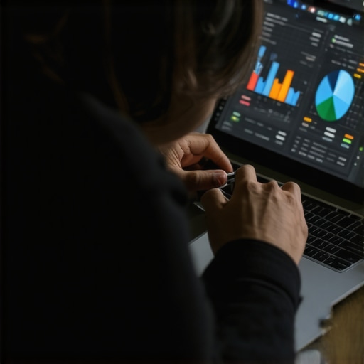 Person analyzing local business profile metrics on a laptop.