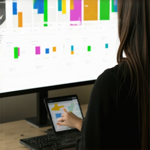 Person analyzing local SEO data on a computer with charts and maps.