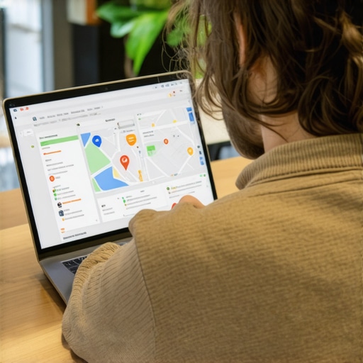 Business owner working on Google Maps profile to boost local visibility