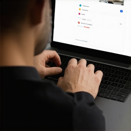 A person reviewing local business profile analytics on a laptop
