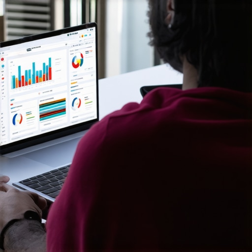 A person analyzing local SEO metrics on a computer for Google Profile enhancement