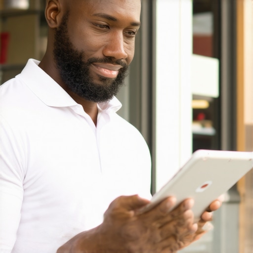 Person updating Google Business profile on tablet inside a local shop