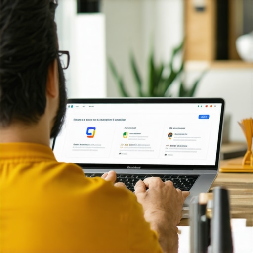 Business owner updating Google Business Profile with images and descriptions.