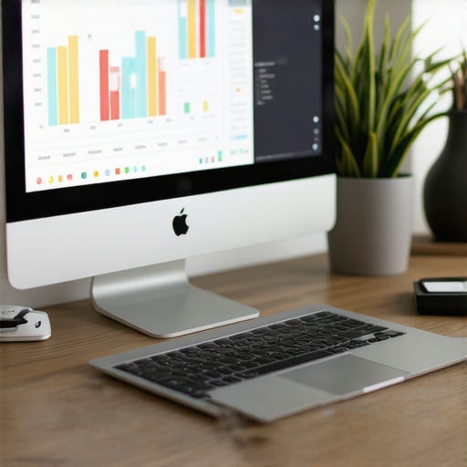 A person analyzing local SEO data on a laptop in a modern office environment