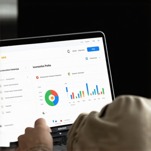 Person analyzing Google Business Profile data on laptop for local SEO improvement.