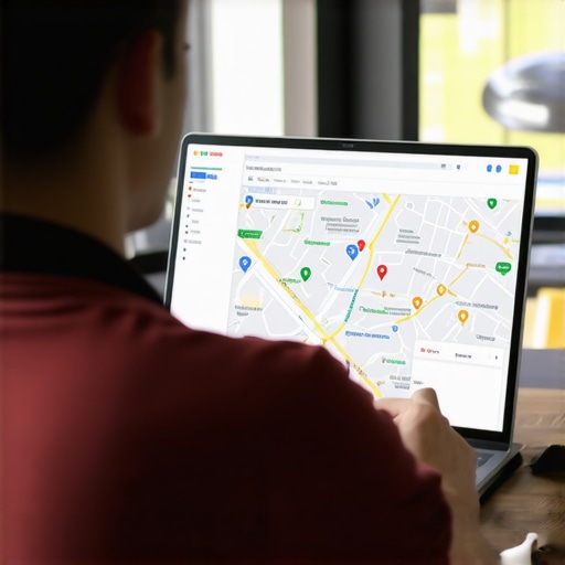 Business owner editing Google Maps profile on laptop
