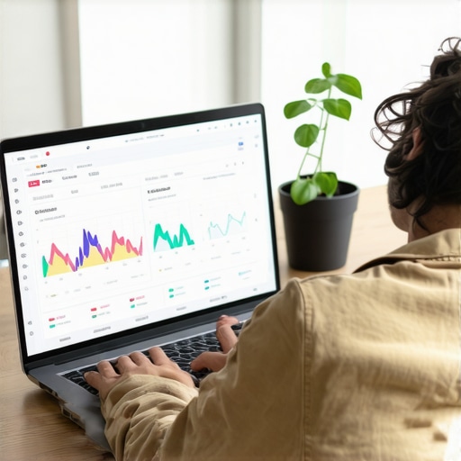 Digital marketing professional monitoring Google Business Profile metrics on computer screens